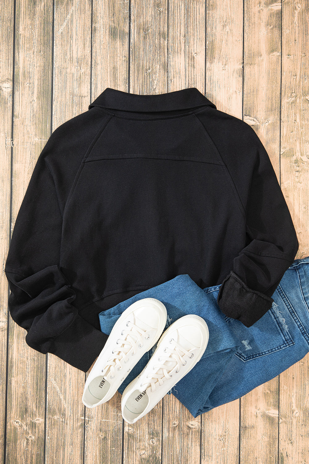 Smoke Green Quarter Zip Stand Neck Kangaroo Pocket Sweatshirt