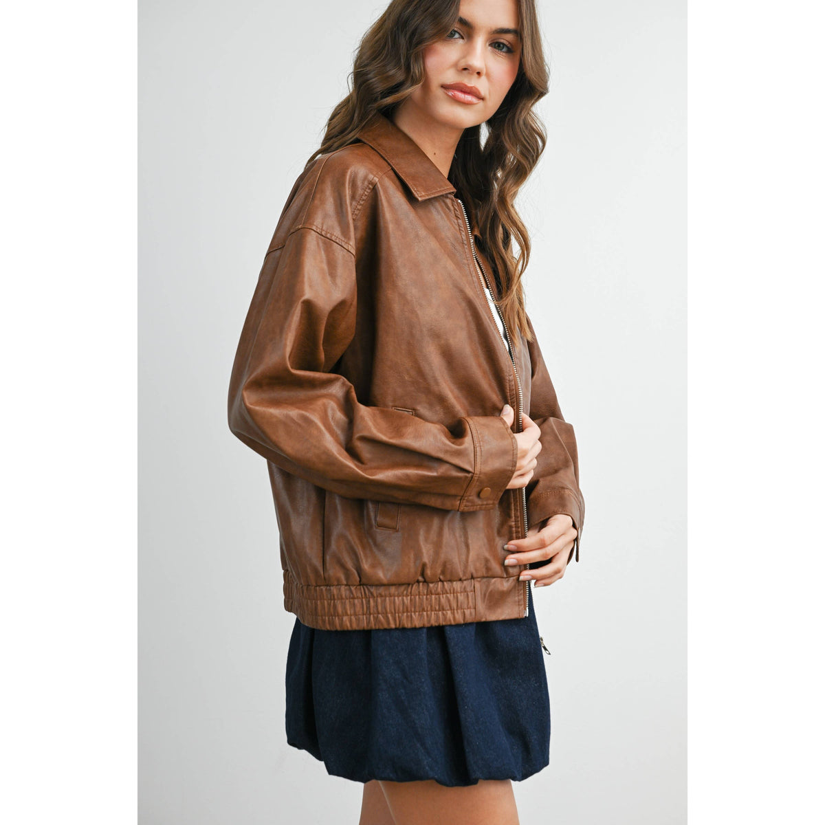 Alexandria Collared Leather Jacket