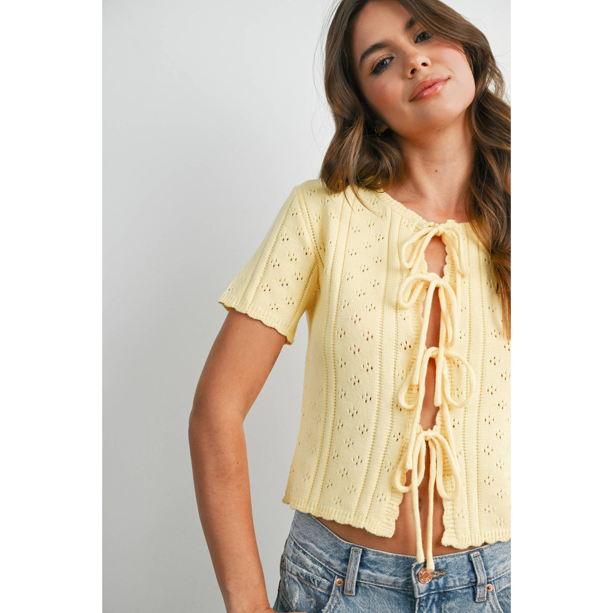 Juliet Scalloped Tie-Front Top