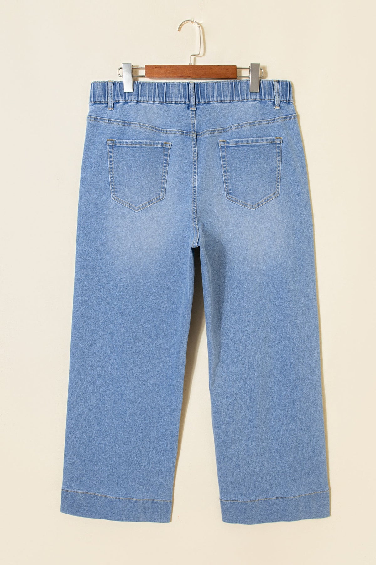 Light Blue Acid Wash Contrast Lace-up Plus Size Jeans