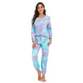 Women's Fashion Casual Tie-dye Pajamas Long Sleeve Trousers Suit