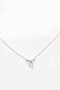Curled Bow Charm Necklace | Silver