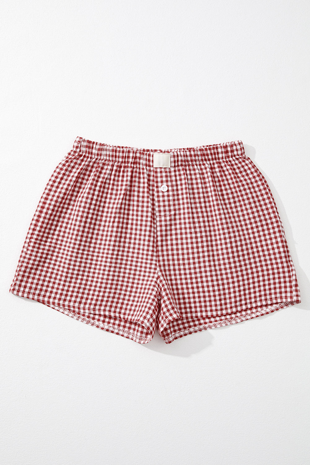 Fern Green Vintage Plaid Print High Waisted Loose Wide Leg Shorts