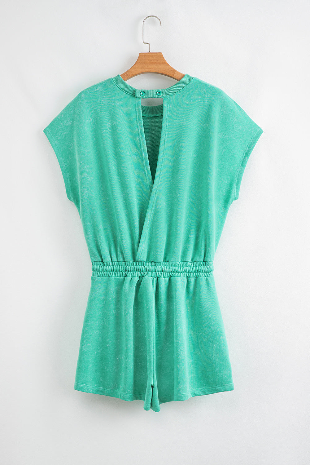 Bonbon Drawstring Waist Backless Short Sleeve Romper