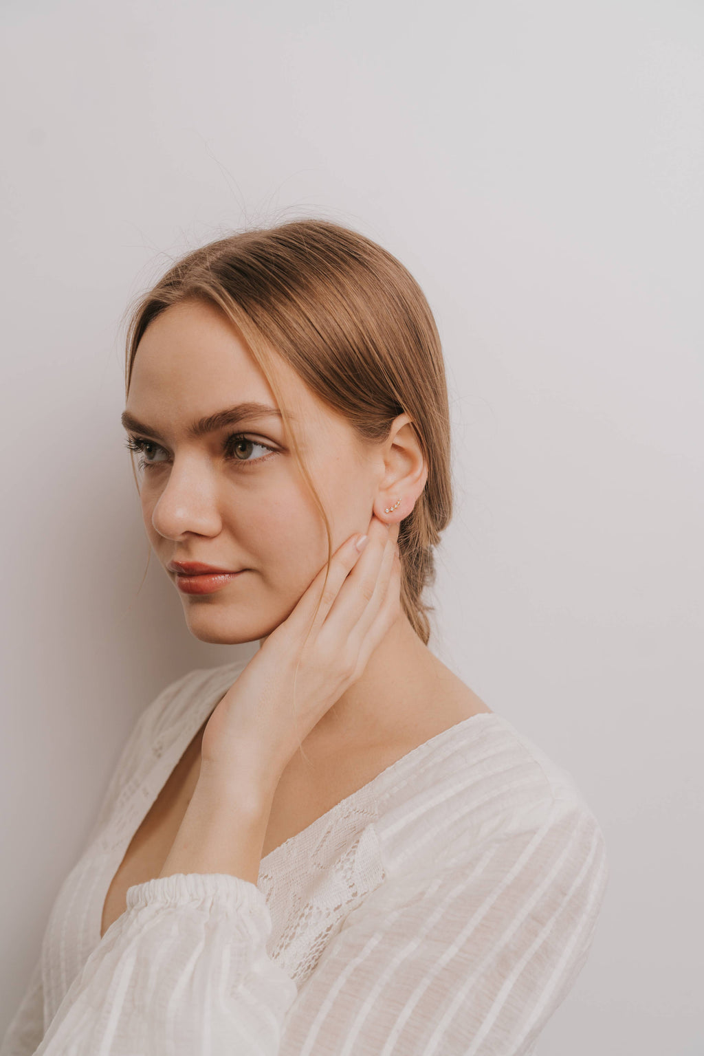 Crawler -  Gold Earrings - White CZ