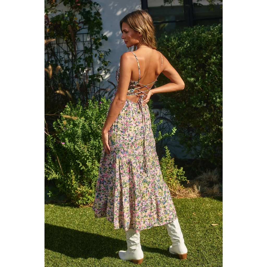 Morning Glory Corset Tie Back Dress