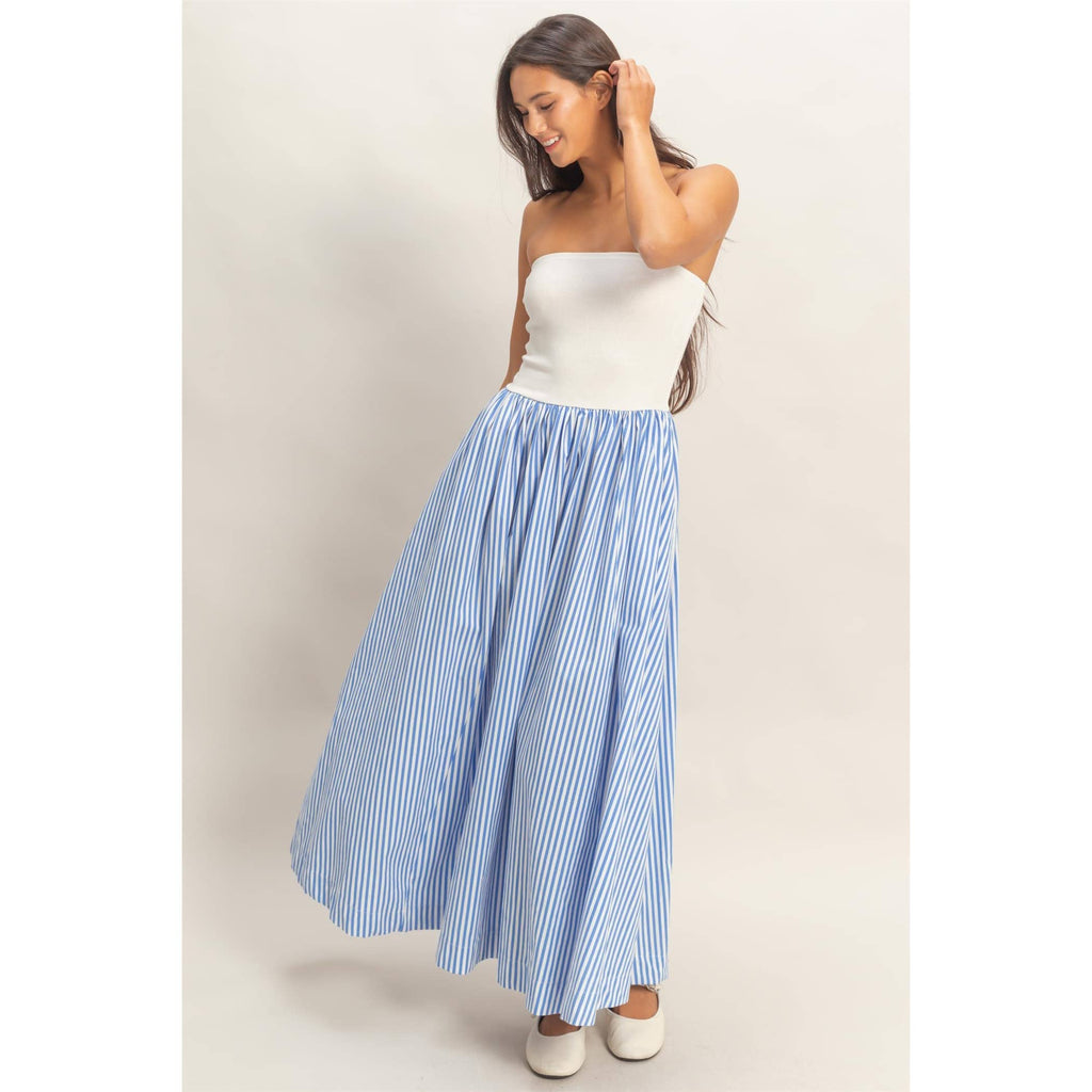 Zarie Striped Strapless Dress