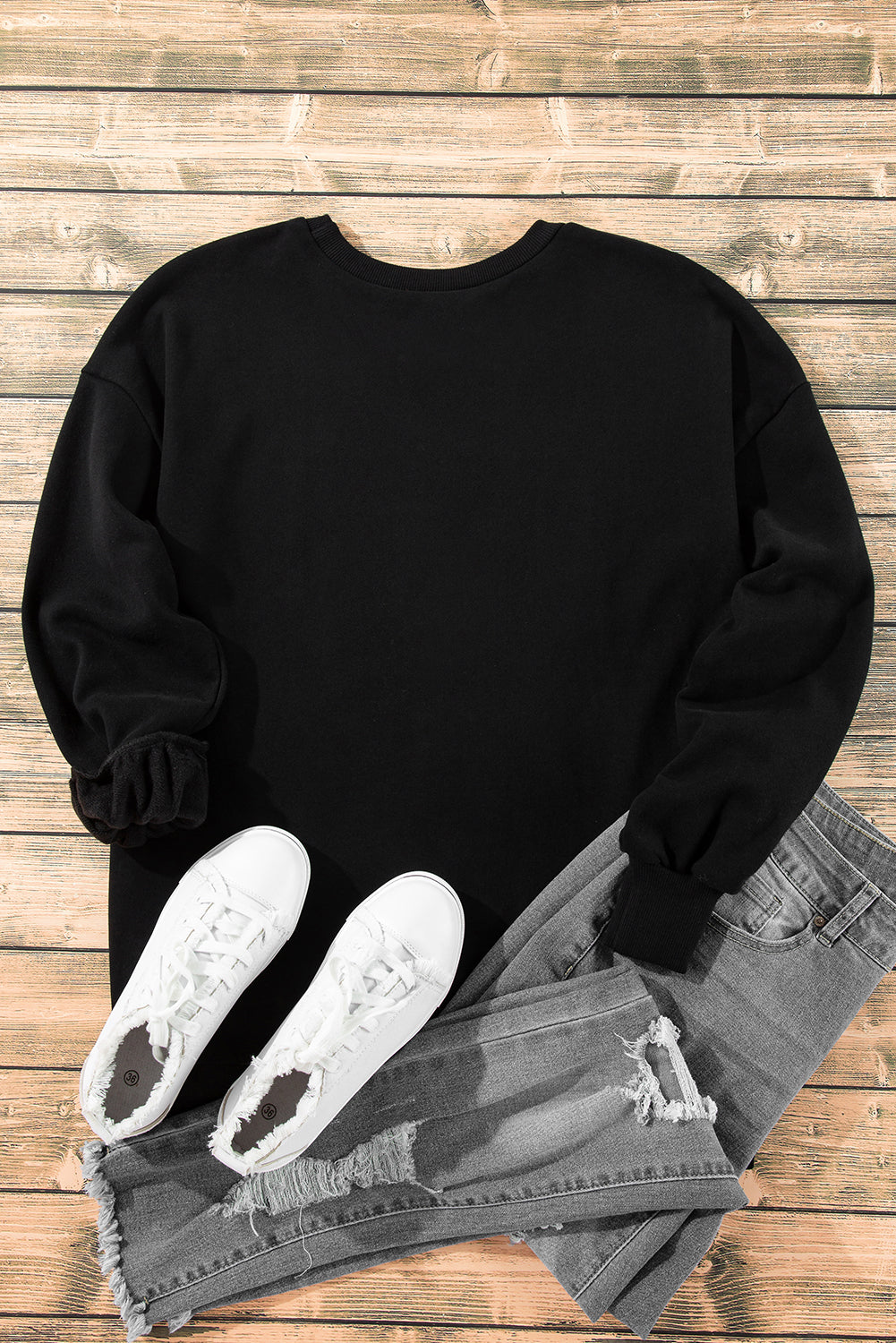 Sea Green Solid Fleece Lined Drop Shoulder High Low Sweatshirt