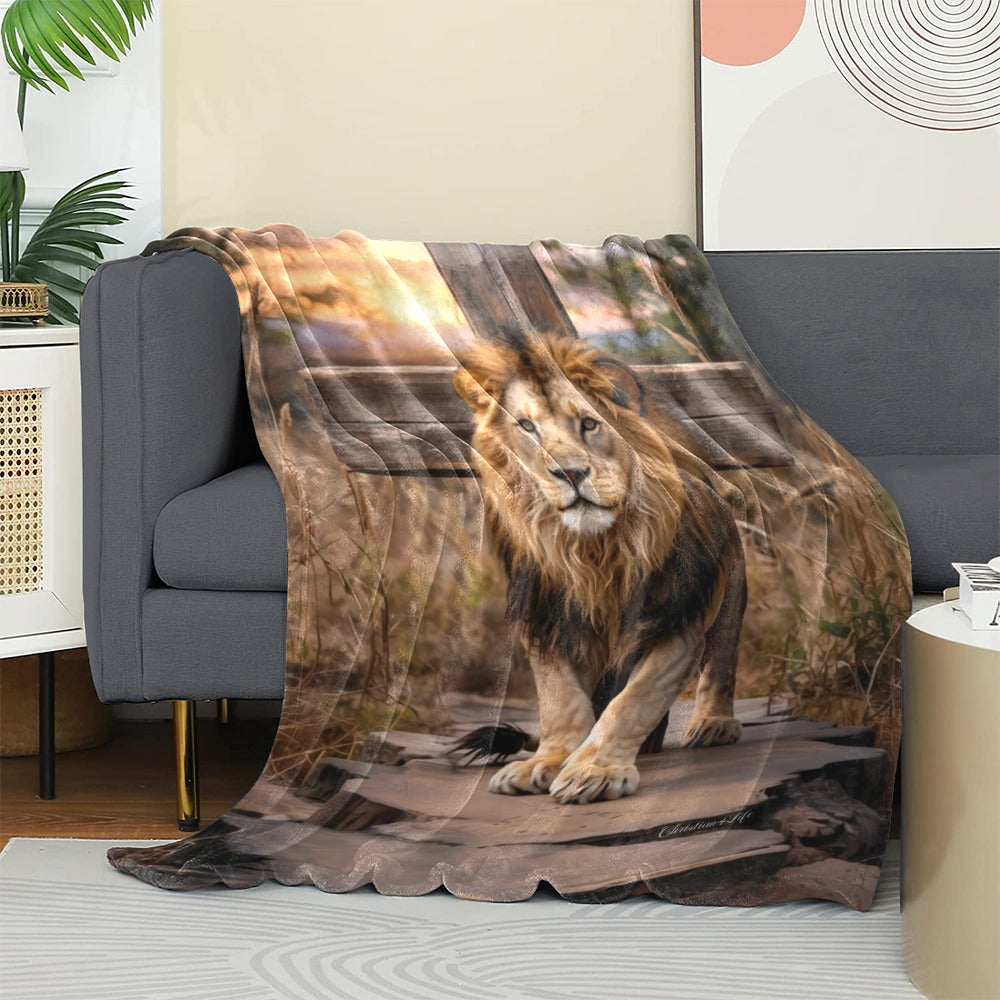 Lion of Judah, Rock and Cross - Ultra-Soft Micro Fleece Blanket (multiple sizes)
