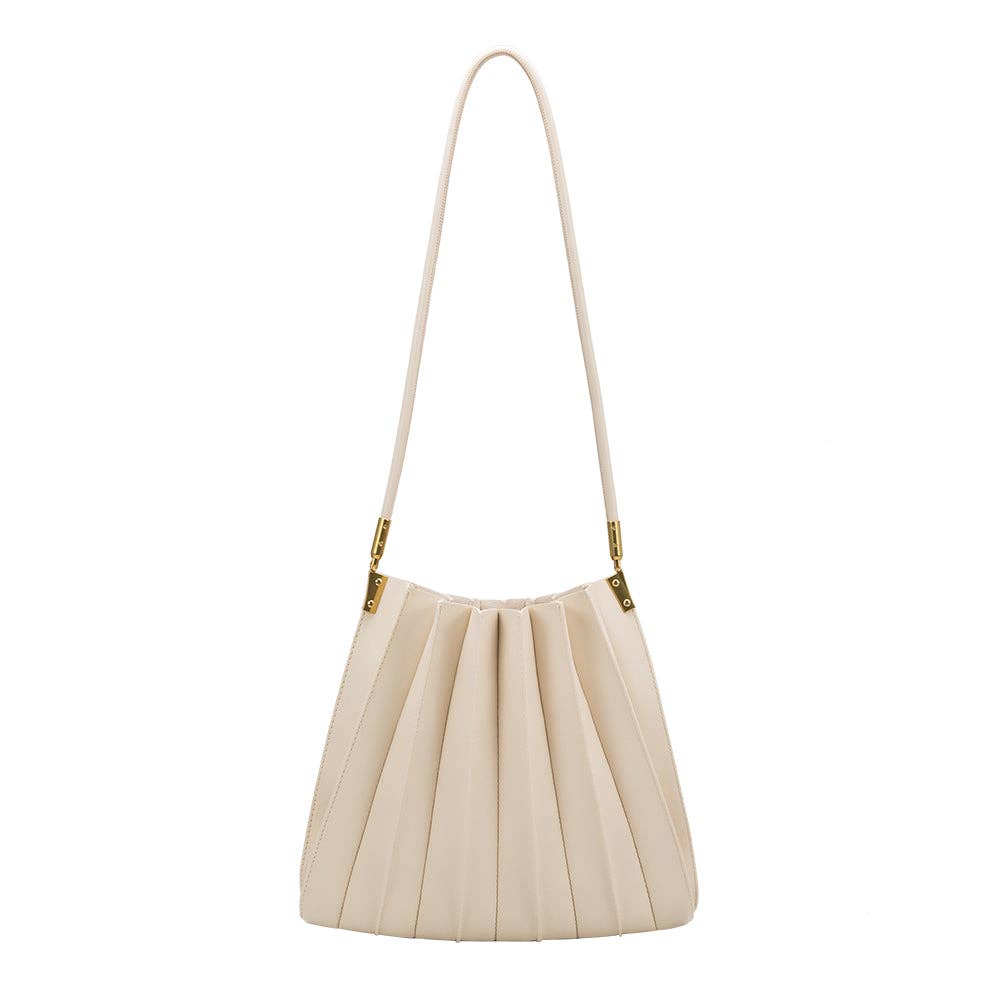 Carrie Ivory Pleated Shoulder Bag