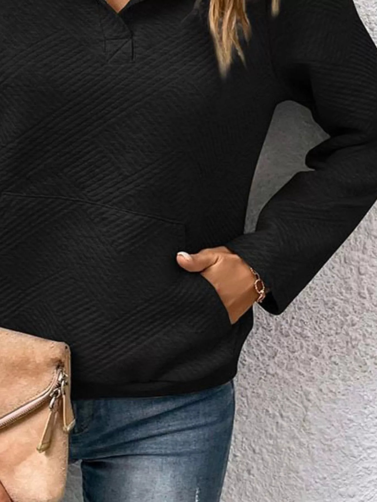 Textured Quarter Snap Sweatshirt