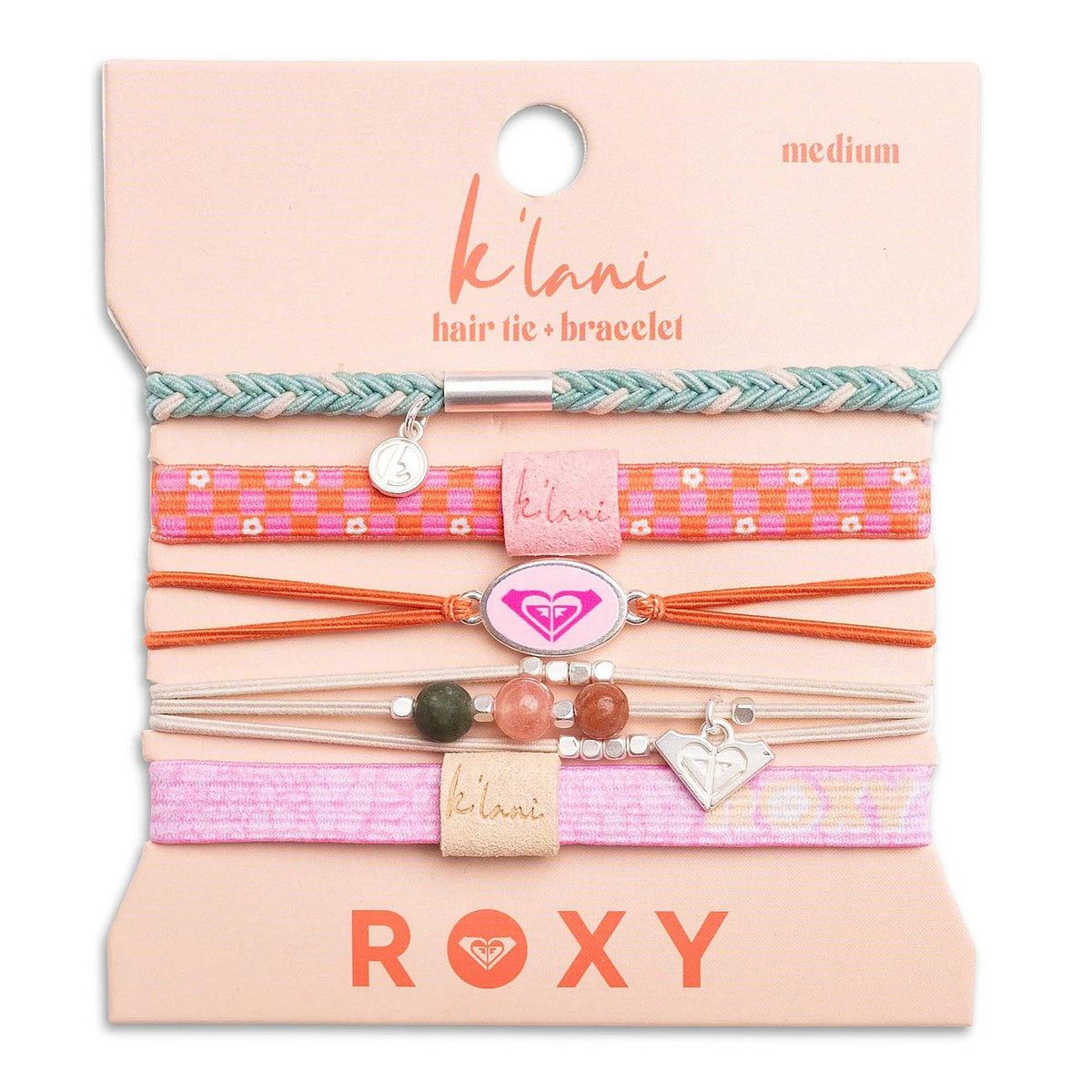 "Roxy Pink Tropics" Pink and Coral Island Vibe Hair Tie Bracelets