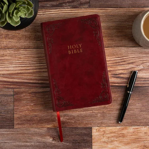 KJV Large Print Personal Size Reference Bible, Burgundy Leathertouch, Indexed - Imitation Leather