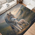 Wolf and Lamb Area Rug — Isaiah 11:6 Christian Rug with Black Binding 84" x 60"