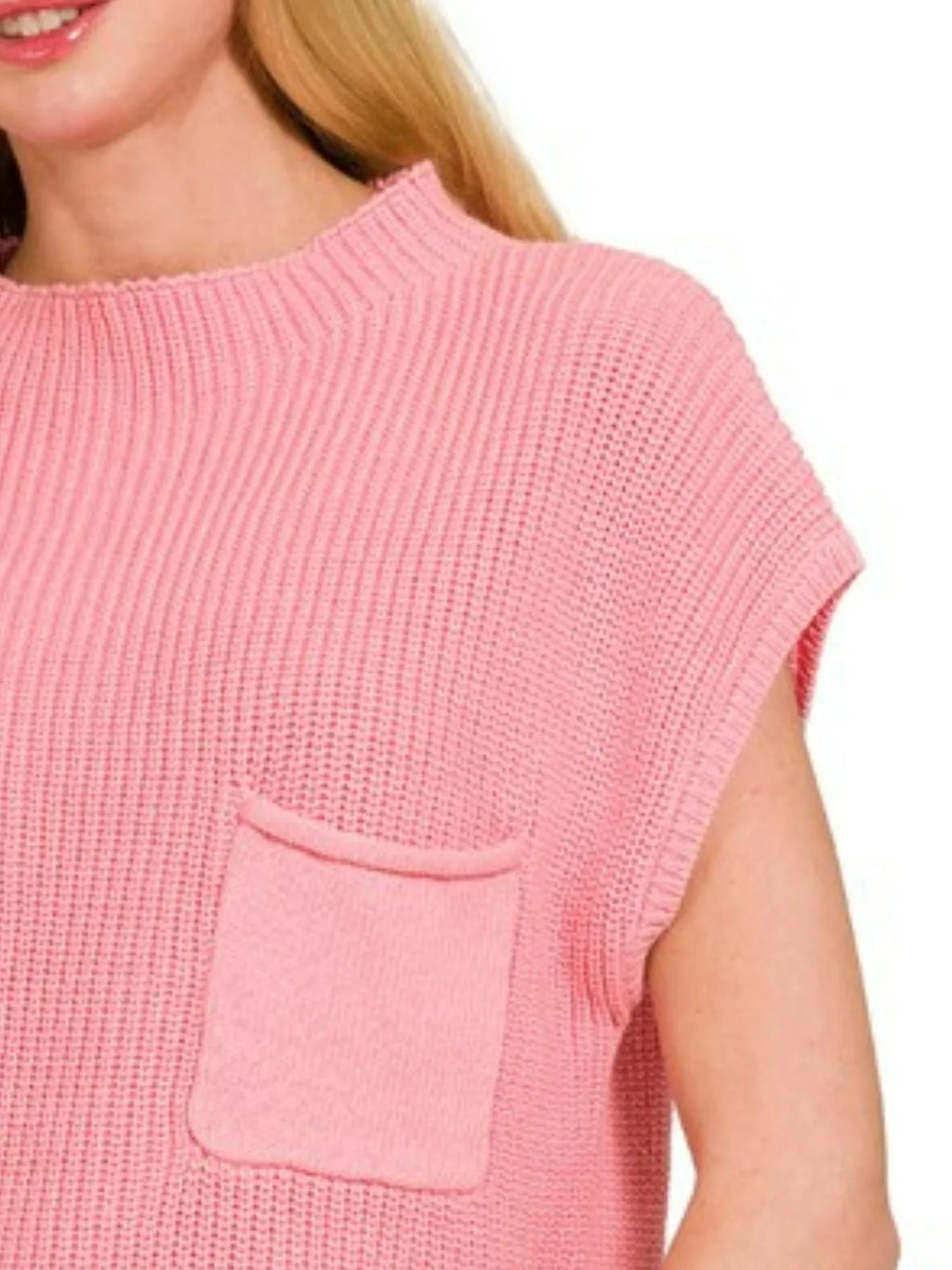Zenana Mock Neck Short Sleeve Sweater