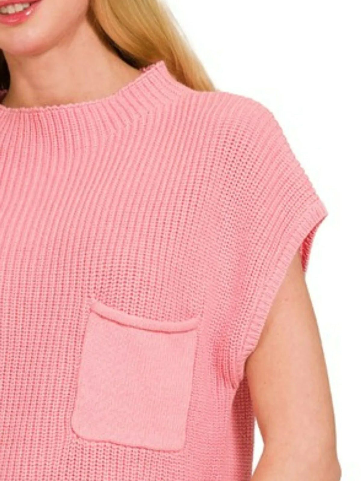 Zenana Mock Neck Short Sleeve Sweater