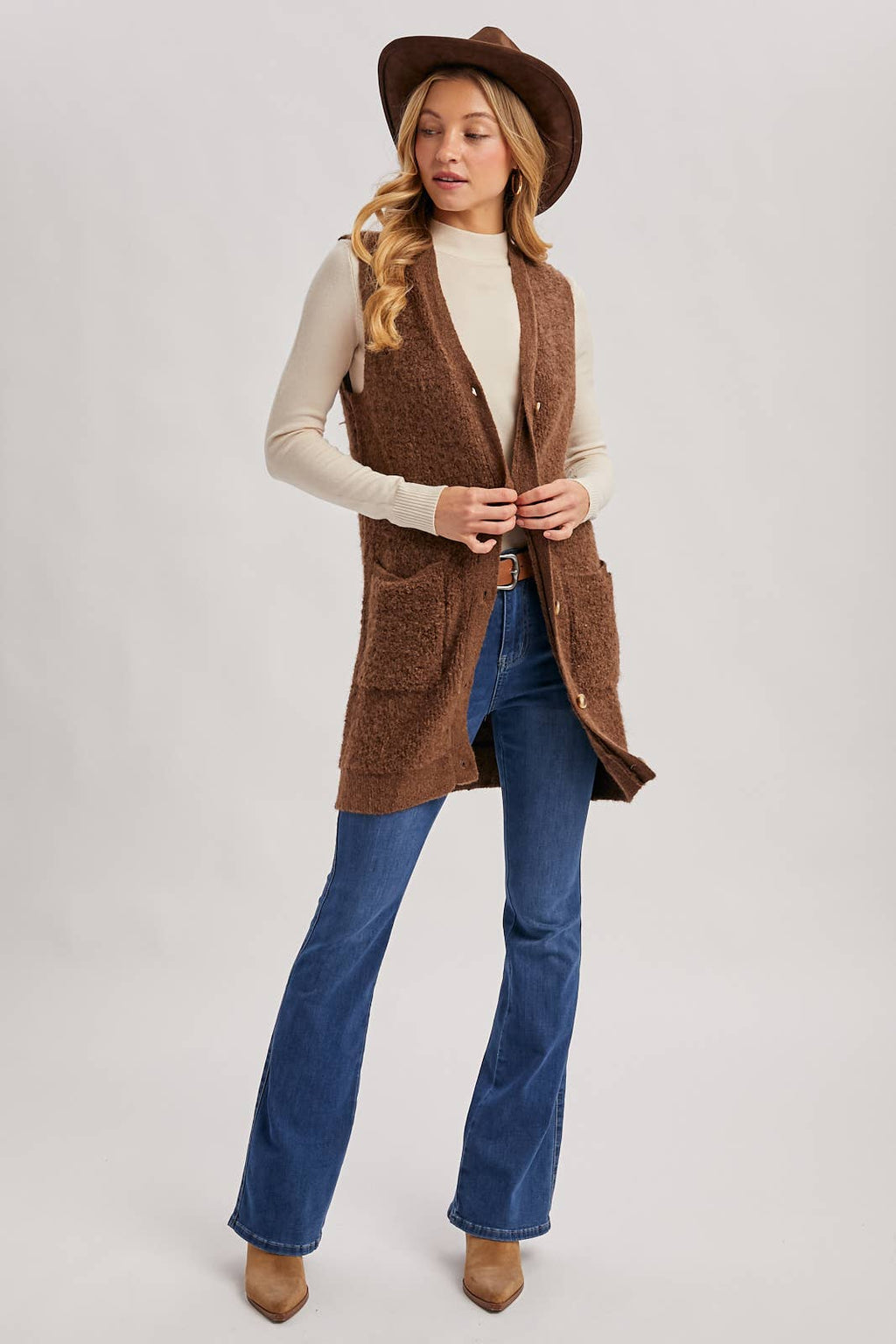 Teddy Knit Long Lined Vest