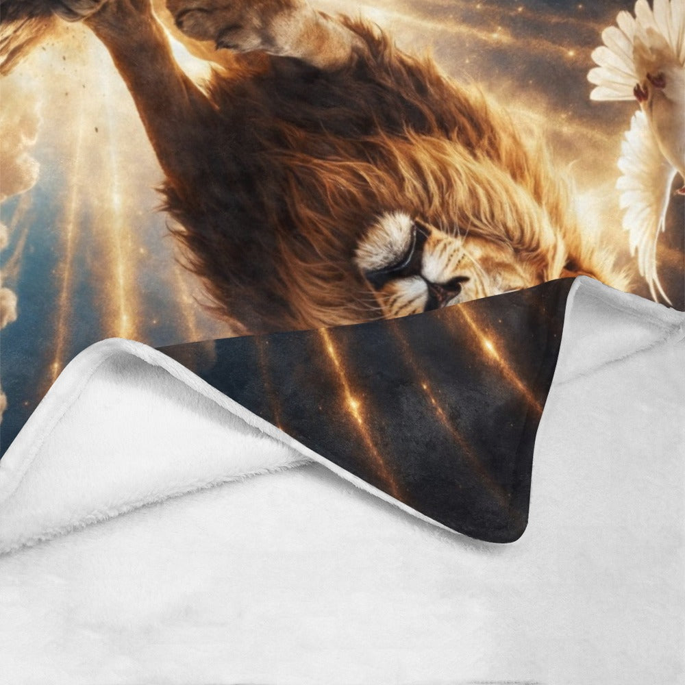 Lion of Judah, Holy Spirit, Clouds and Golden Rays -Ultra-Soft Micro Fleece Blanket (4 sizes)