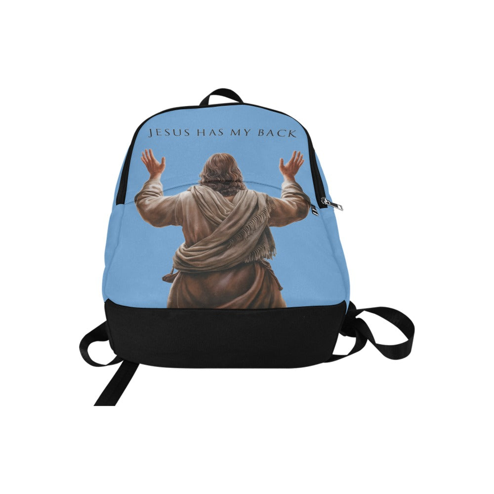 "Jesus Has My Back" design Christian Backpack (Choose Blue Shade)