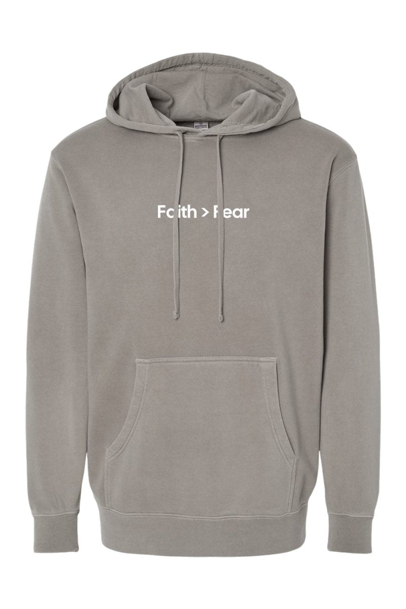 Faith > Fear Unisex Pigment-Dyed Hoodie Sweatshirt