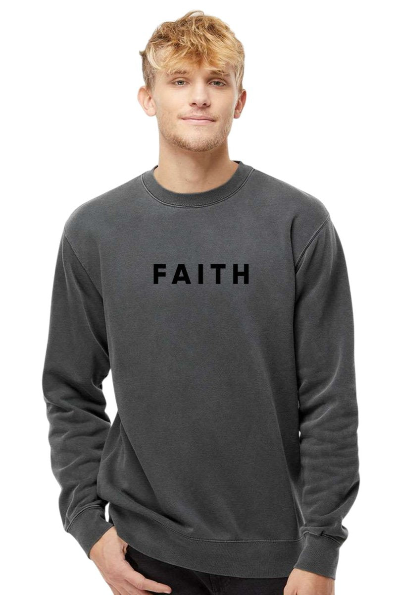 Faith Unisex Pigment-Dyed Crewneck Sweatshirt