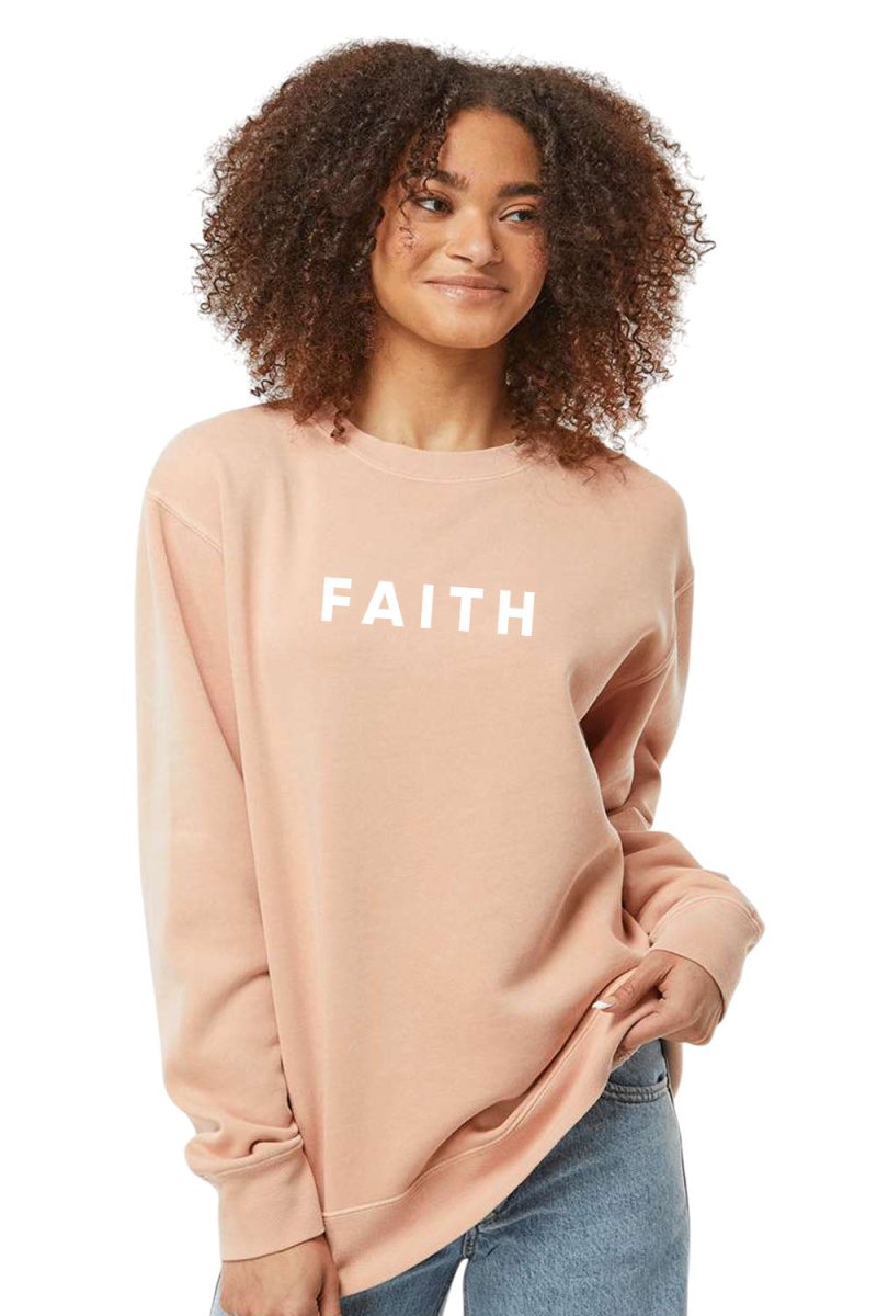 Faith Unisex Pigment-Dyed Crewneck Sweatshirt