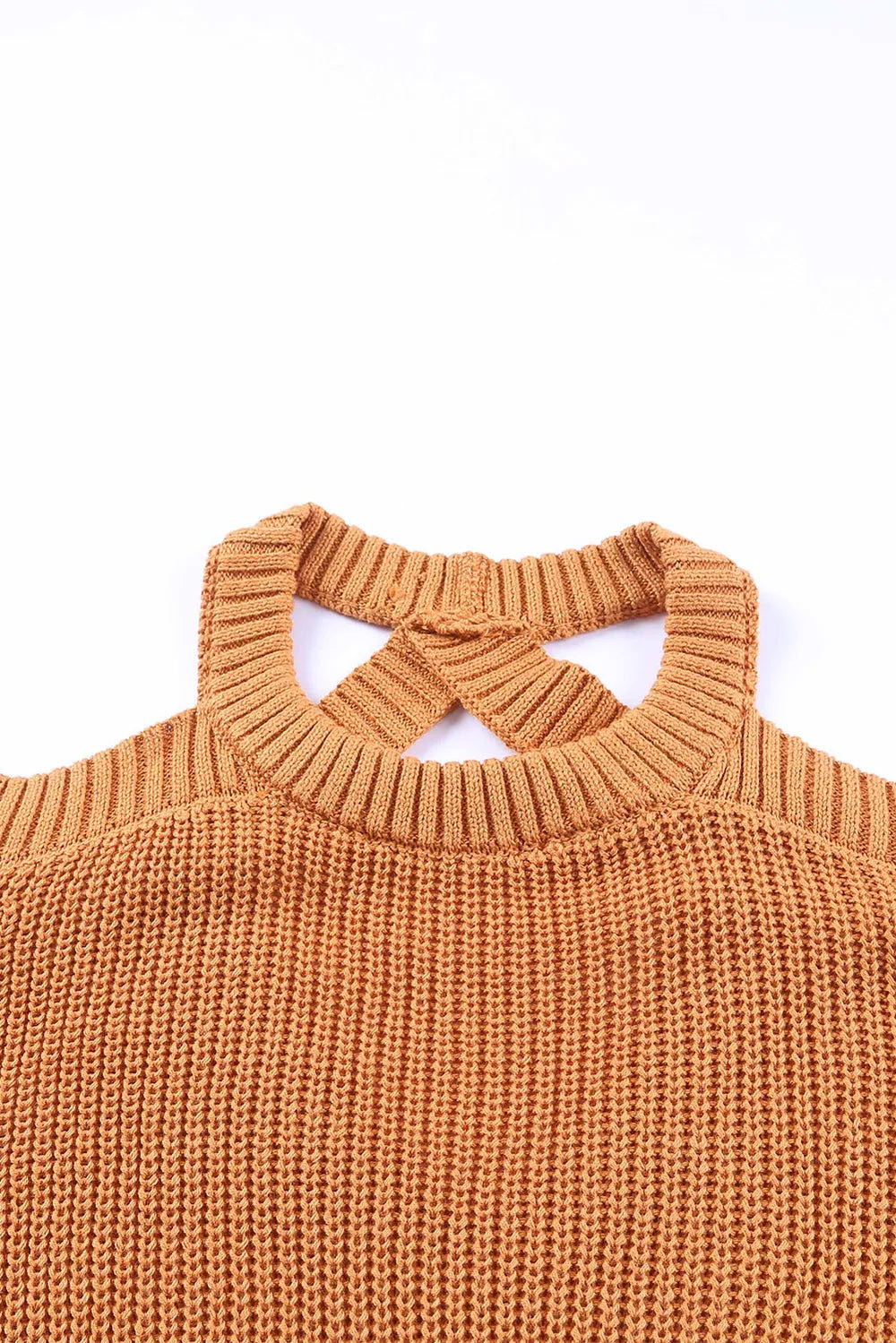 Cutout Back Cold Shoulder Long Sleeve Sweater