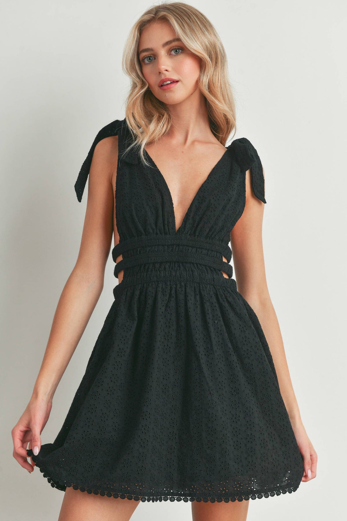 Ingrid Self-Tie Shoulder Dress