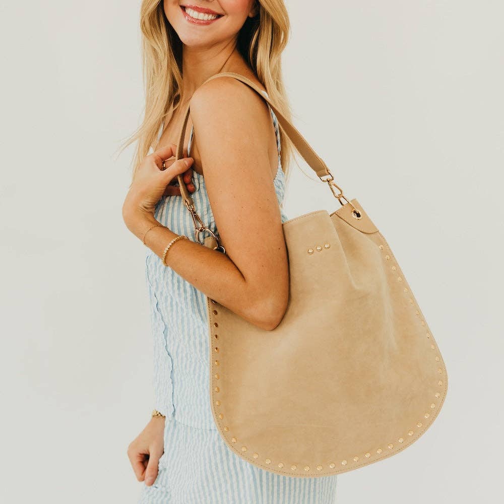 Rosalie Rivet Suede Hobo Bag