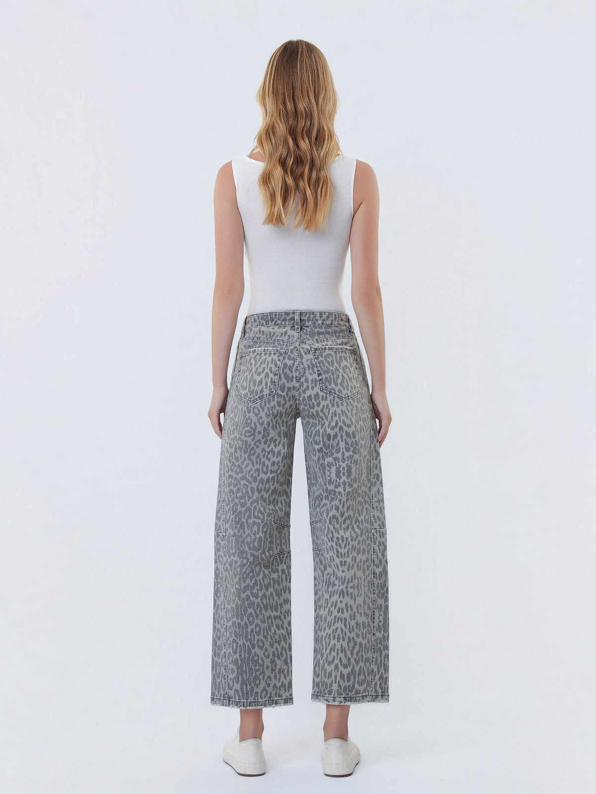 Kate Grey Leopard Barrel Drawstring Jeans