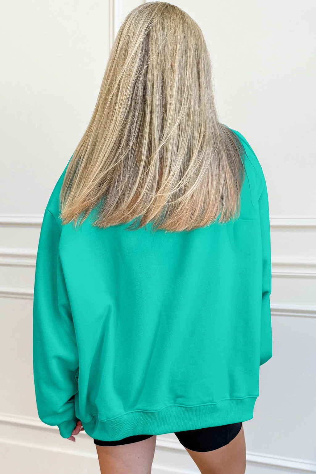 Bright Pink Oversize Blessed Embroidered Mock Neck Sweatshirt