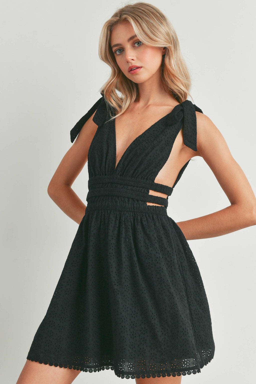 Ingrid Self-Tie Shoulder Dress