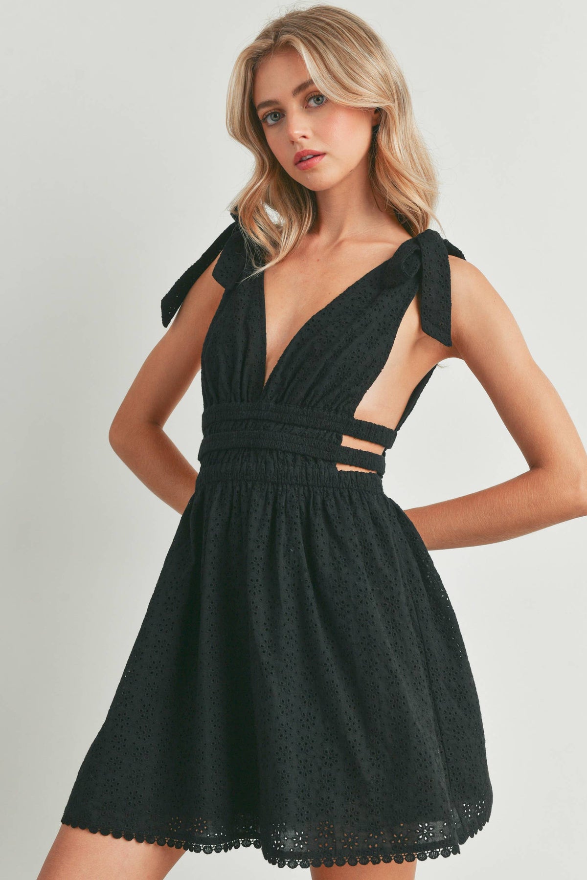 Ingrid Self-Tie Shoulder Dress
