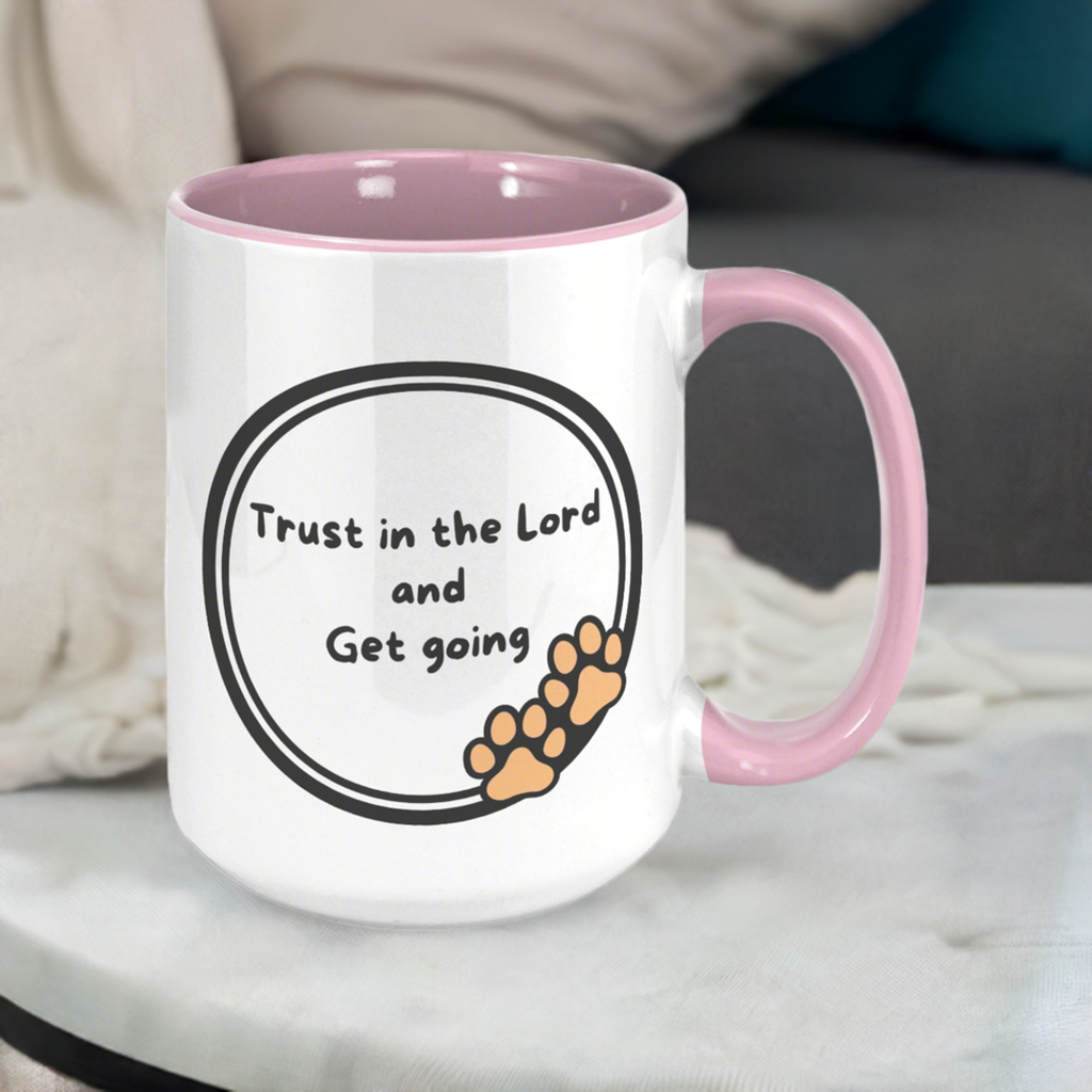"God never sleeps but I always want to" 15oz Sleeping Puppy Christian Mug - inside color schemes