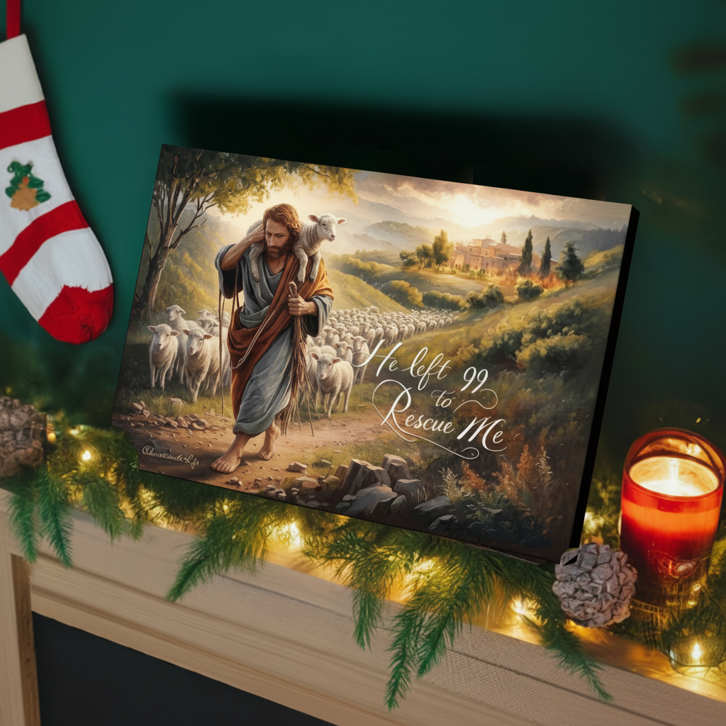 "He Left 99 To Rescue Me" Gallery Wrapped Christian Wall Art Canvas
