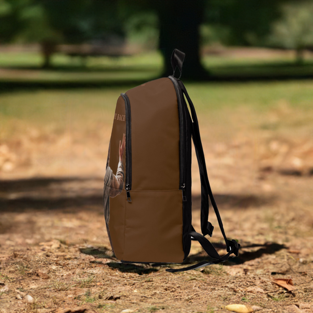 "Jesus Has My Back" Graphic design Christian Backpack (Choose Brown Shade)