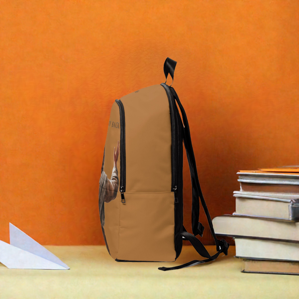 "Jesus Has My Back" Graphic design Christian Backpack (Choose Brown Shade)