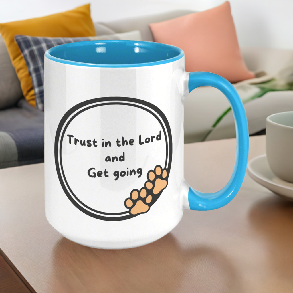 "God never sleeps but I always want to" 15oz Sleeping Puppy Christian Mug - inside color schemes