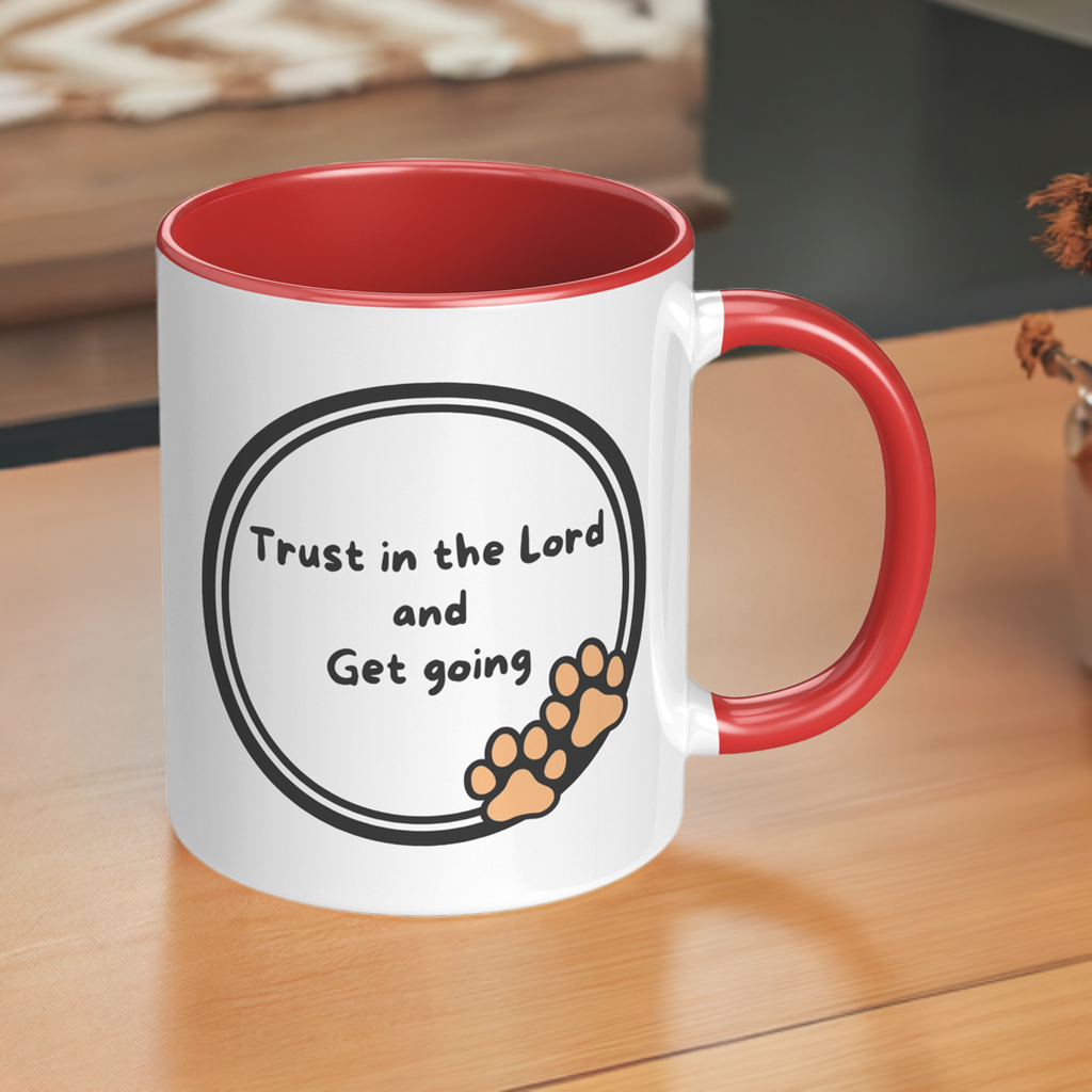 11oz "God never sleeps but I always want to" Christian White Mug, Sleeping puppy and inside color schemes