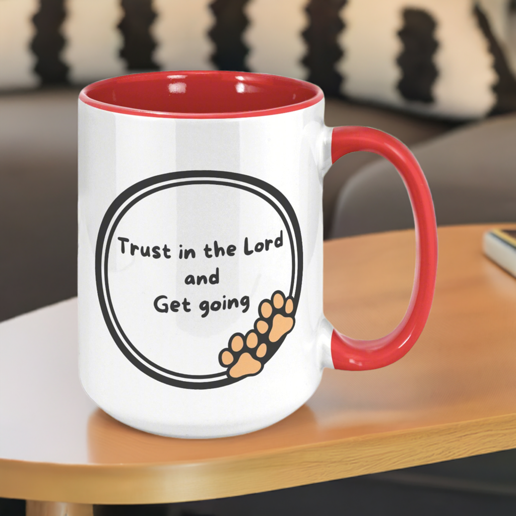 "God never sleeps but I always want to" 15oz Sleeping Puppy Christian Mug - inside color schemes