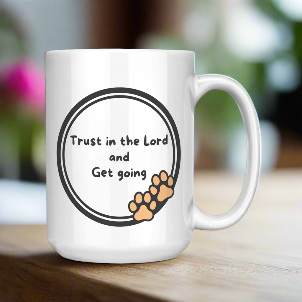"God never sleeps but I always want to" 15oz Sleeping Puppy Christian Mug - inside color schemes