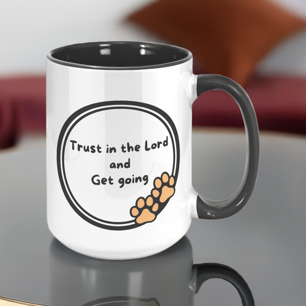 "God never sleeps but I always want to" 15oz Sleeping Puppy Christian Mug - inside color schemes
