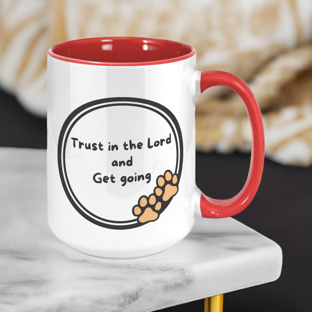 "God never sleeps but I always want to" 15oz Sleeping Puppy Christian Mug - inside color schemes