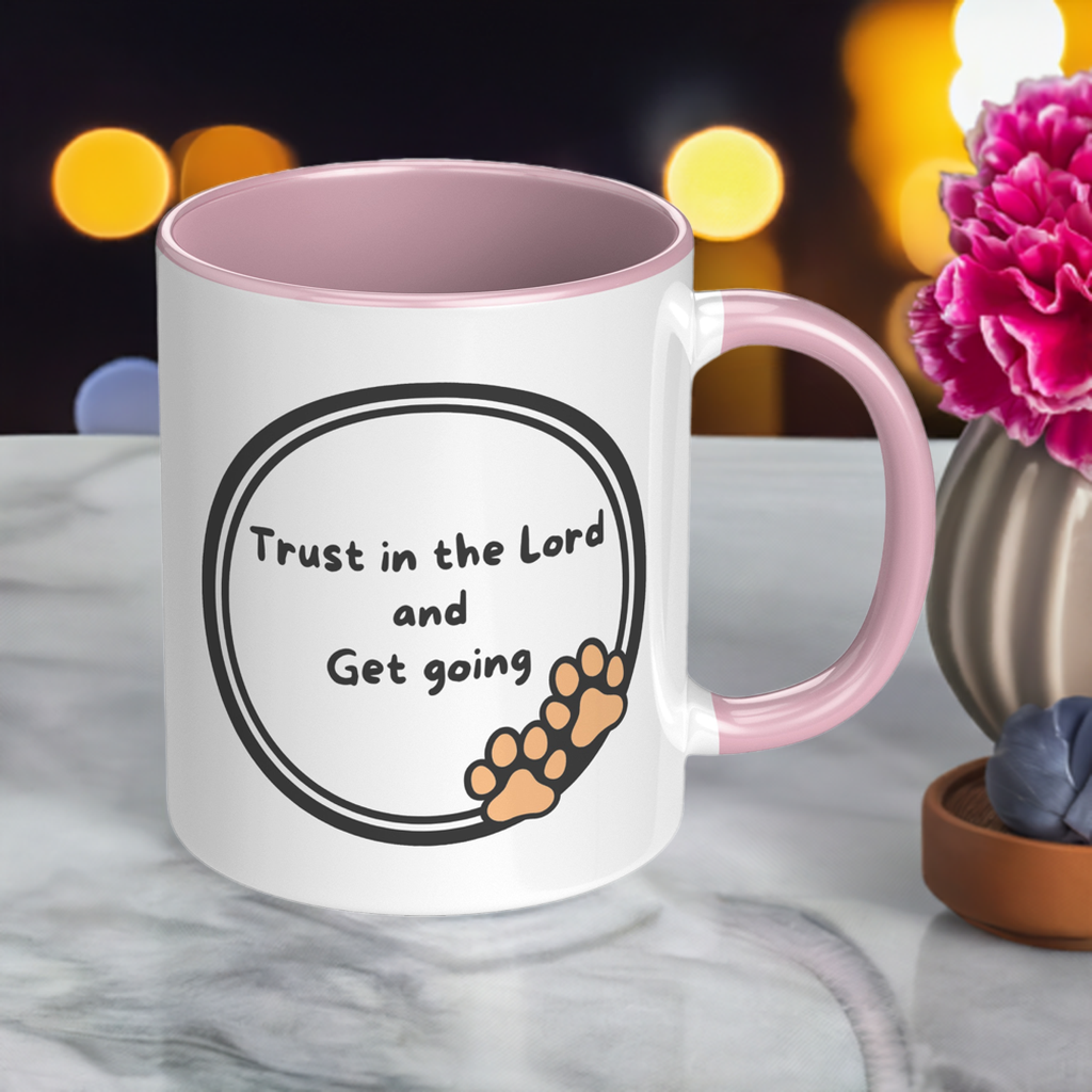 11oz "God never sleeps but I always want to" Christian White Mug, Sleeping puppy and inside color schemes
