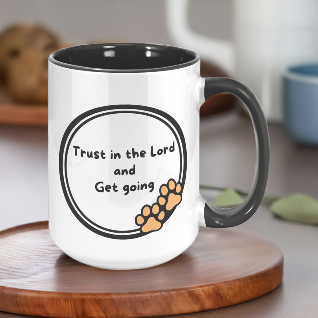 "God never sleeps but I always want to" 15oz Sleeping Puppy Christian Mug - inside color schemes