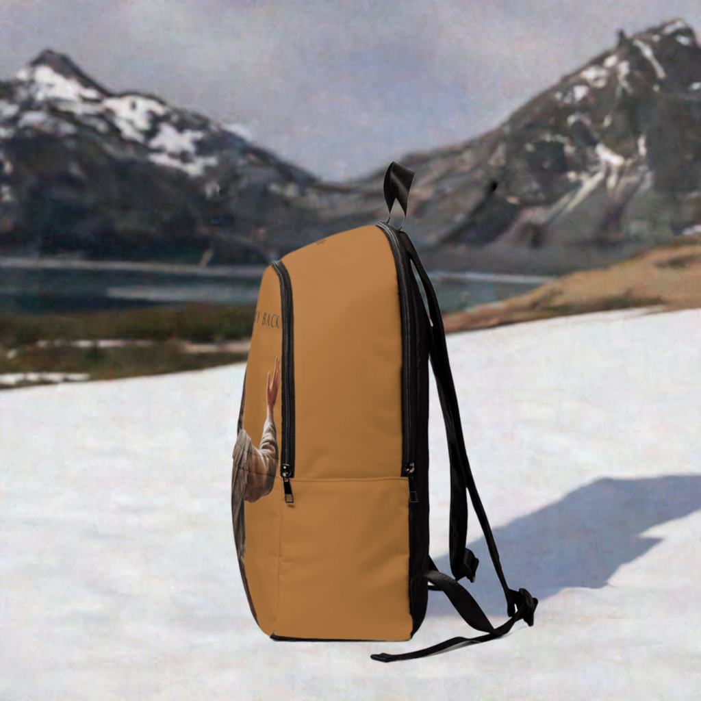 "Jesus Has My Back" Graphic design Christian Backpack (Choose Brown Shade)