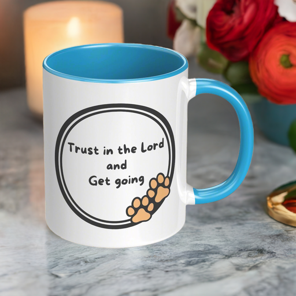 11oz "God never sleeps but I always want to" Christian White Mug, Sleeping puppy and inside color schemes
