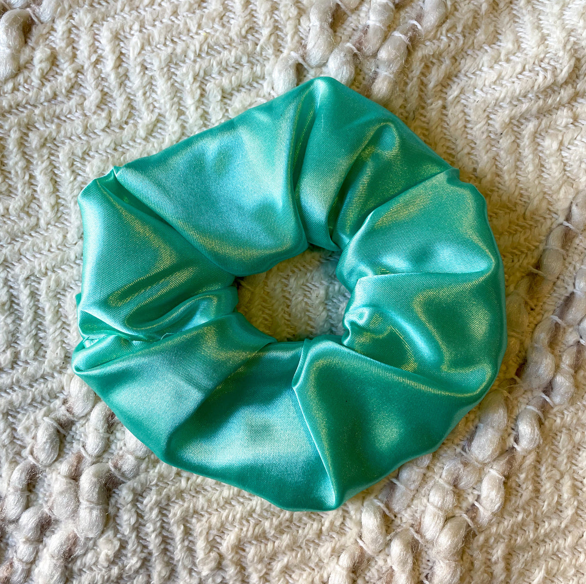 Satin Aqua Scrunchie