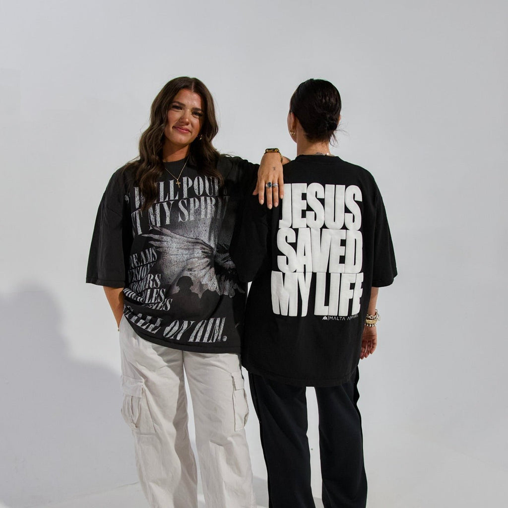 [PRE-ORDER - SHIPS END OF JULY] Jesus Saved My Life PUFF PRINT - Black