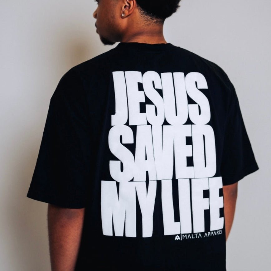 [PRE-ORDER - SHIPS END OF JULY] Jesus Saved My Life PUFF PRINT - Black
